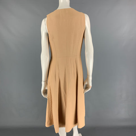 Colección RALPH LAUREN Talla 8 Vestido con broches en mezcla de acetato beige