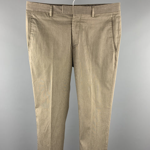 JOHN VARVATOS Size 30 Taupe Pinstripe Cotton Blend Zip Fly Casual Pants