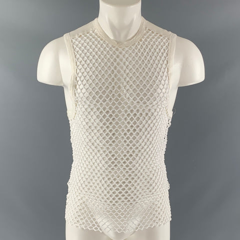 IRO Size XS White Mesh Viscose &  Elastane Crew-Neck Tank Top