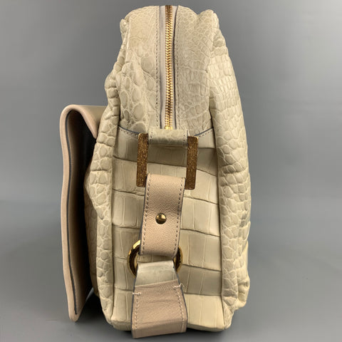 MARC JACOBS Pastel Mint Green Crocodile Embossed Leather Stone Crossbody