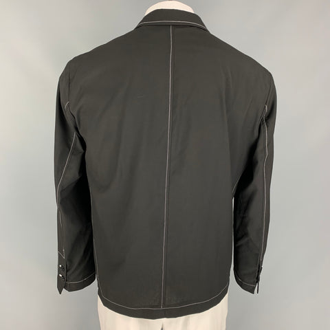 8 BY YOOX Size 44 Black & White Contrast Stitch Viscose Blend Sport Coat