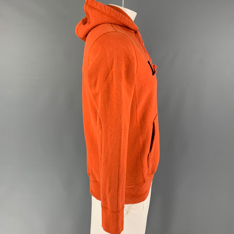 BIANCA CHANDON Size M Orange Navy Logo Cotton Hooded Sweatshirt