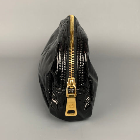 PRADA Black Faux Patent Leather Pouch