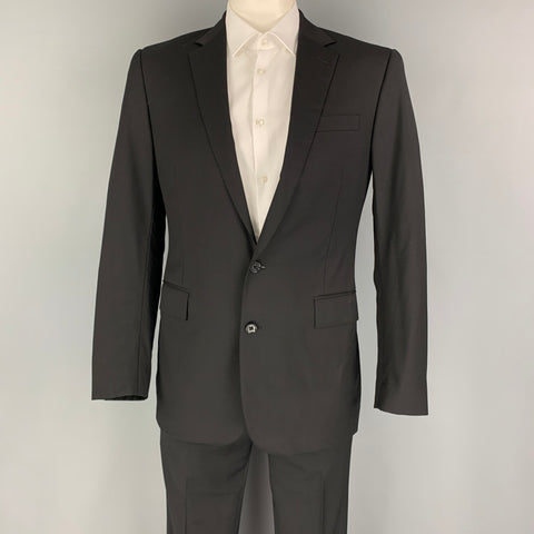 RALPH LAUREN Size 42 Long Black Wool Notch Lapel Suit