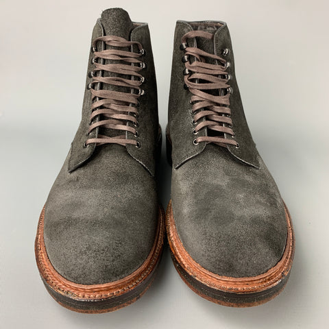 ALDEN x Context Rough Roy Boot Earth Chamois Size 10 Black Textured Leather Crepe Sole Boots