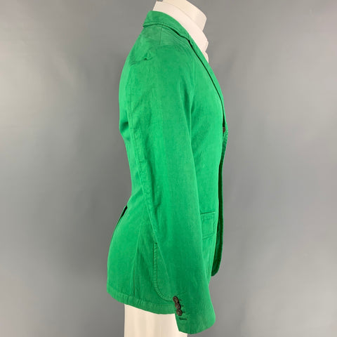 POLO by RALPH LAUREN Size 38 Regular Green Cotton Notch Lapel Sport Coat