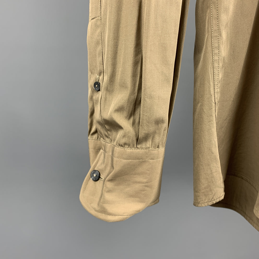DOLCE & GABBANA Size L Olive Cotton Long Sleeve Shirt