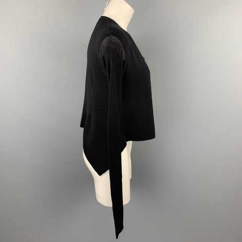 RICK OWENS VICIOUS S/S 14 Size M Black Knitted Virgin Wool Asymmetrical Cardigan