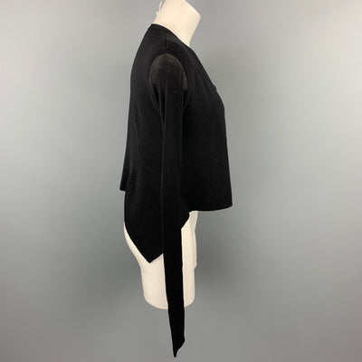 RICK OWENS VICIOUS S/S 14 Size M Black Knitted Virgin Wool Asymmetrical Cardigan