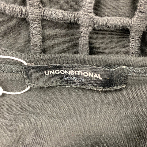 UNCONDITIONAL Size L Black Mesh Cotton Layered T-shirt