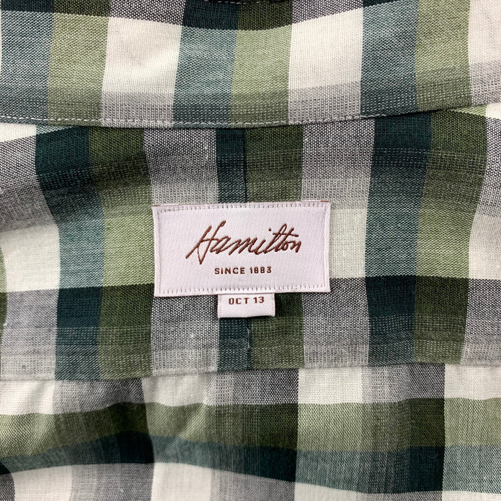 HAMILTON Size L Olive Plaid Cotton Button Down Long Sleeve Shirt