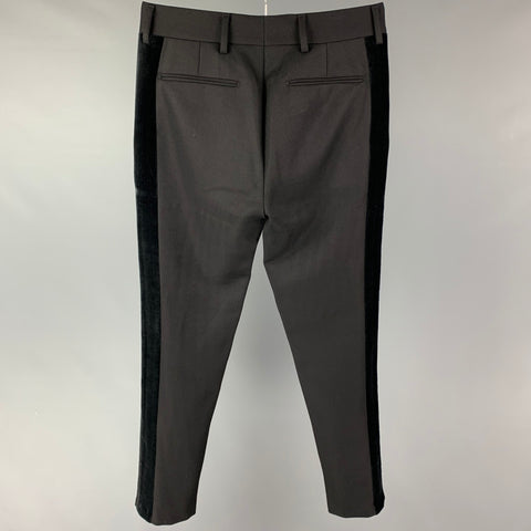 PRADA Size 32 Black Wool Tuxedo Dress Pants