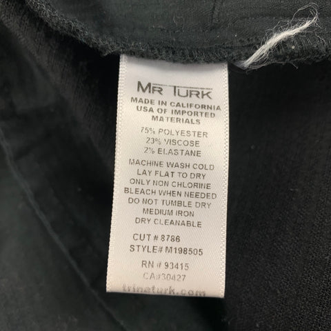 MR TURK Size 31 Black Plaid Polyester Blend Zip Fly Dress Pants