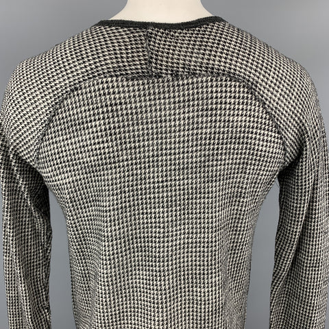 V :: ROOM Size L Black & Grey Houndstooth Wool Raglan Sleeves Pullover Sweater