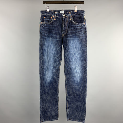 ETERNAL Vaqueros con bragueta de botones de algodón lavado índigo talla 30