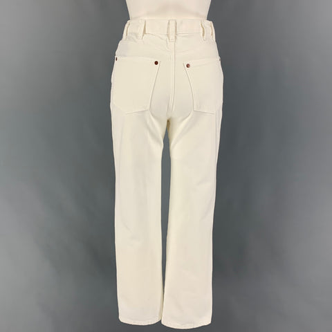 REFORMATION Size 26 Off White Cotton Distressed High Waisted Jeans