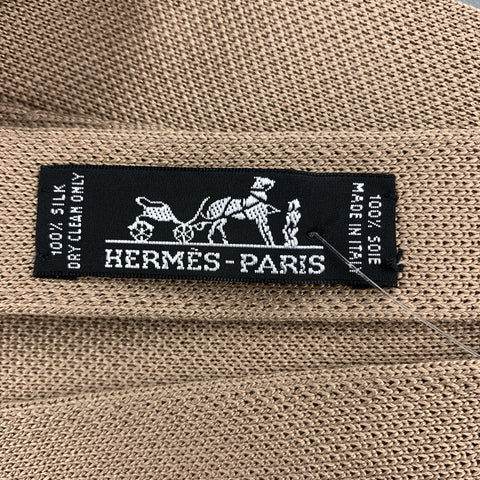 HERMES Pastel Taupe Woven Silk Tie