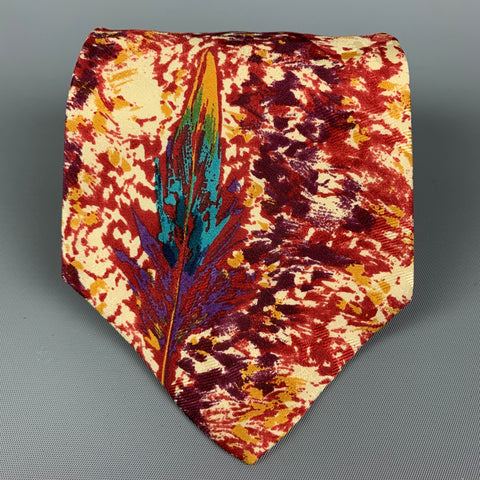 MONTANA Burgundy Feather Silk Tie