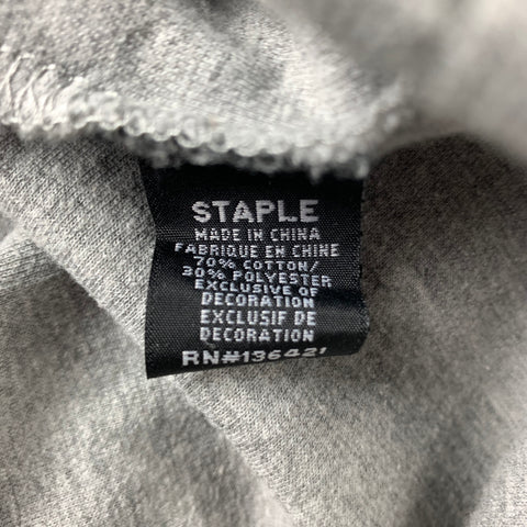 STAPLE Size S Grey Herringbone Embriodered Pigeon Cotton / Polyester Crew-Neck Sweatshirt