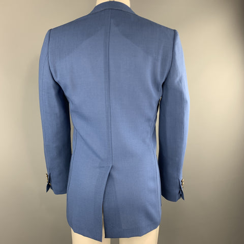 YVES SAINT LAURENT Taille 36 Manteau de sport bleu en mohair avec revers cranté et poche plaquée