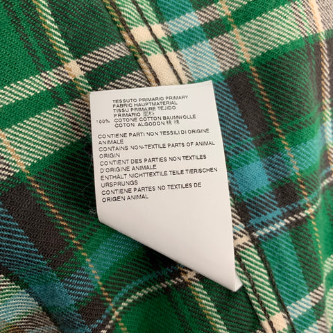 DSQUARED2 Size XL Green & Blue Plaid Cotton Button Up Long Sleeve Shirt