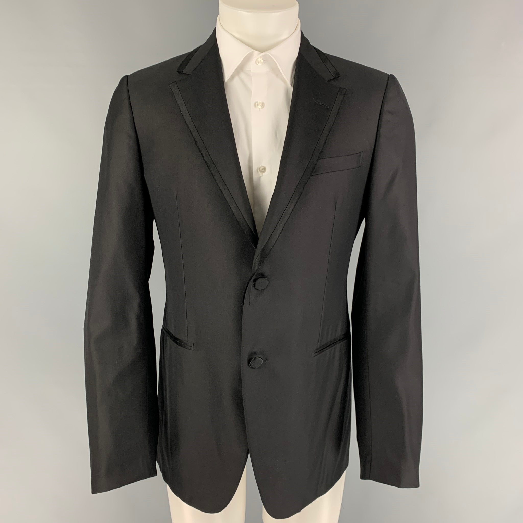 LANVIN Size 40 Regular Wool Silk Notch Lapel Sport Coat