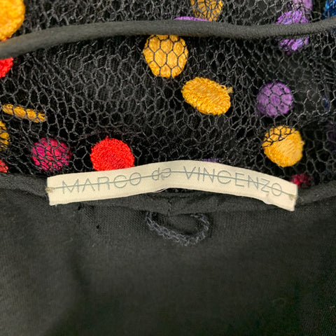 MARCO de VICENZO Size 4 Black Multi-Color Viscose Polka Dot Casual Top