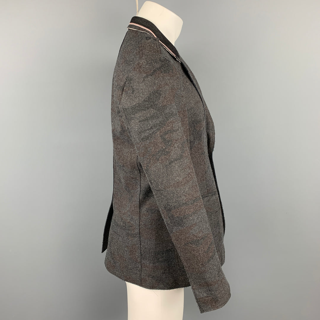 EMPORIO ARMANI Size 38 Dark Gray Camo Snaps Jacket