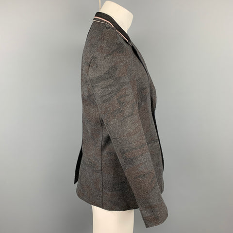 EMPORIO ARMANI Size 38 Dark Gray Camo Snaps Jacket