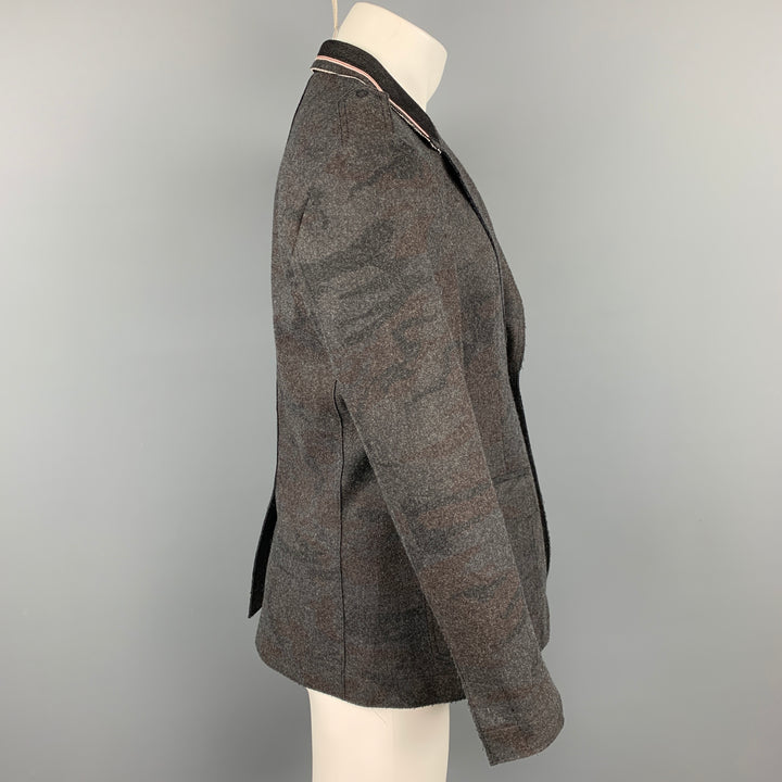 EMPORIO ARMANI Size 38 Dark Gray Camo Snaps Jacket