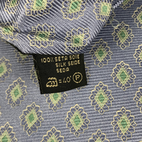 ERMENEGILDO ZEGNA Blue Green Rhombus Silk Tie