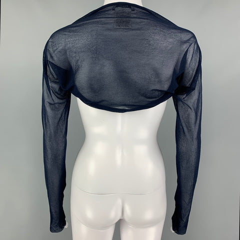 FUZZI Size L Navy Nylon Shrug Casual Top