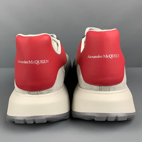 ALEXANDER MCQUEEN Size 11 White Red Blue Color Block Leather Lace Up Sneakers