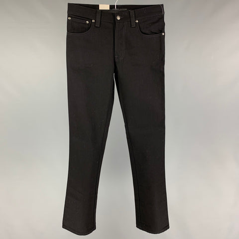 NUDIE JEANS Size 32 Black Cotton Slim Zip Fly Jeans