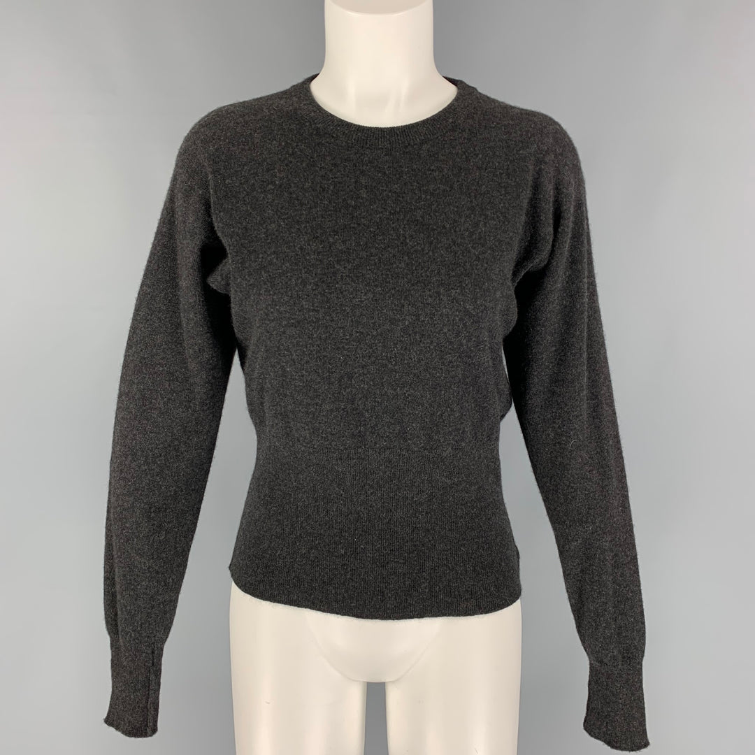GLORIA SACHS Size M Charcoal Cashmere Crew-Neck Sweater