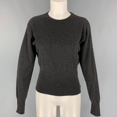 GLORIA SACHS Suéter con cuello redondo de cachemira color carbón talla M