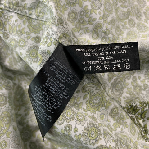 TOM FORD Size XL Green & White Paisley Cotton Button Down Long Sleeve Shirt