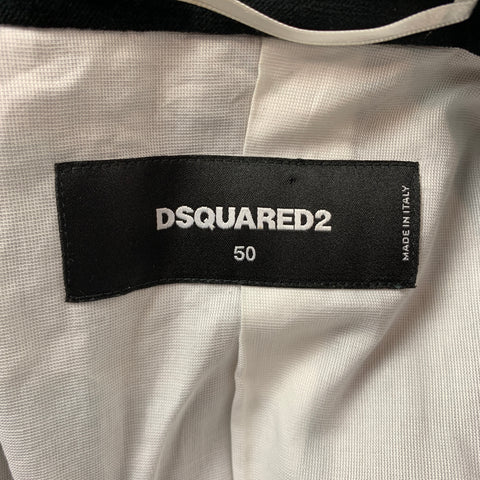 DSQUARED2 Size 40 Black Velvet Cotton Peak Lapel Sport Coat