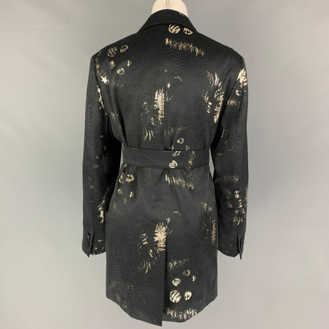DRIES VAN NOTAN Talla S Chaqueta Jacquard Negra Plata Dorada Blazer