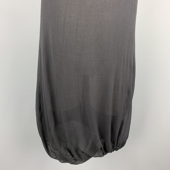 HELMUT LANG Size 2 Black Silk & Wool Layered Tank Bubble Dress