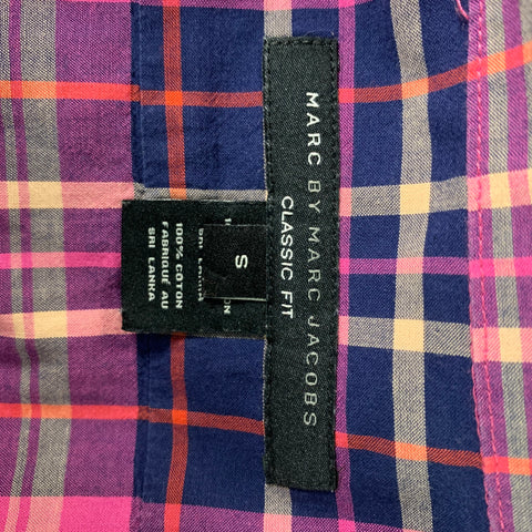 MARC by MARC JACOBS Size S Pink Navy & Plaid Cotton Button Down Long Sleeve Shirt