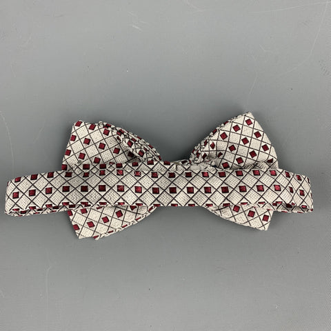 Vintage GIANNI VERSACE Silver & Burgundy Woven Silk Cummerbund & Bow Tie Set
