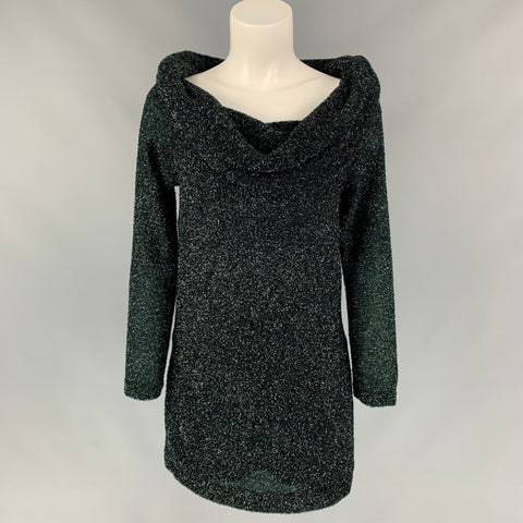 PIANOFORTE by MAX MARA Size M Black Metallic Polyamide Blend Cowl Collar Sweater