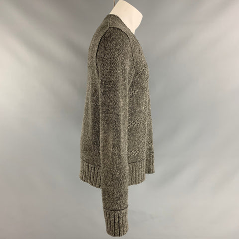 JOHN VARVATOS Size M Charcoal Knit Silk &  Linen V-Neck Sweater