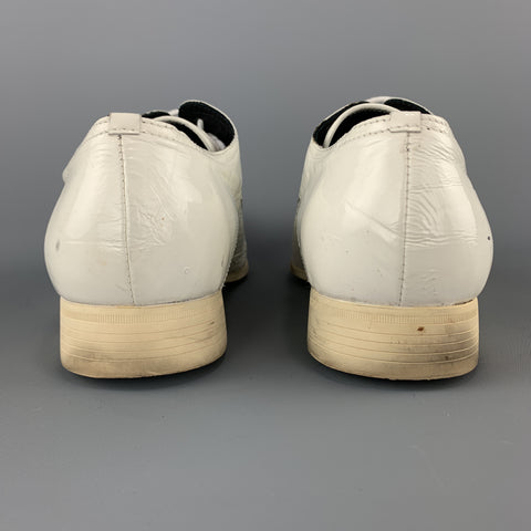 N.D.C. Size 10 White Perforated Patent LeatherPointed Toe Dress Shoes