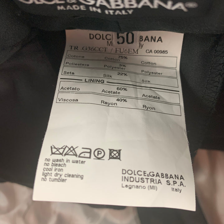 DOLCE & GABBANA Size 34 Black Olive Two Toned Cotton Silk Dress Pants