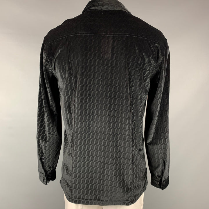 ARMANI COLLEZIONI Size XL Black Swirls Velvet Button Up Long Sleeve Shirt