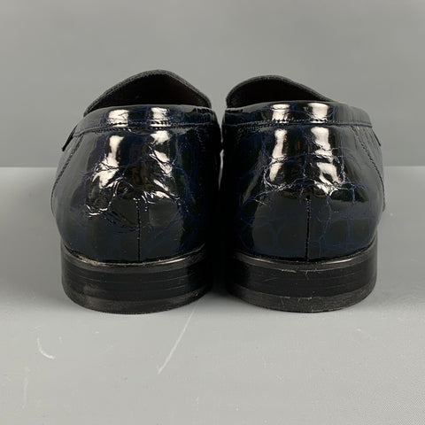 CAPORICCI Size 9 Black Gold Embossed Leather Loafers