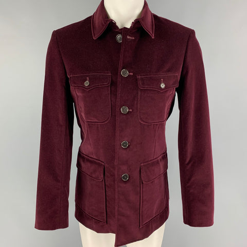 PS by PAUL SMITH Size 38 Burgundy Velvet Cotton Jacket