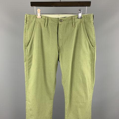 JOURNAL STANDARD Size L Olive Solid Cotton Zip Fly Casual Pants